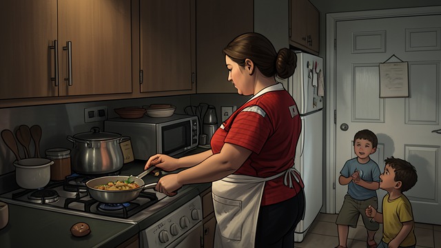 A Mother in the Kitchen from "All My Puny Sorrows". Warmth and Defiance Domestic Labor Lottie runs a lively household, feeding visitors and caring for two daughters while negotiating the authority of a…