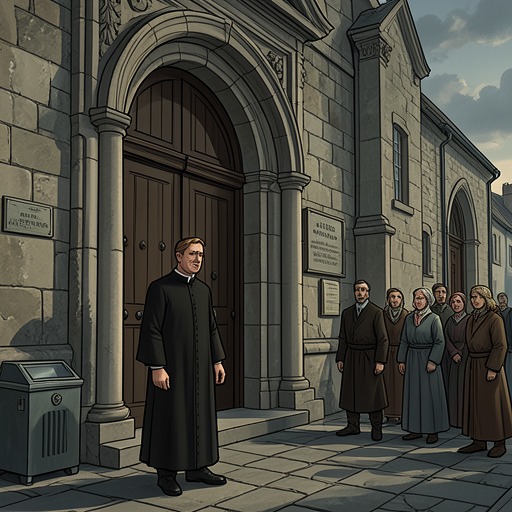 The Old Town’s Religious Authority from "All My Puny Sorrows". This flow traces how religious authority first constrains the Von Riesen family and later reappears as a source of judgment during Elfrieda’s illness.