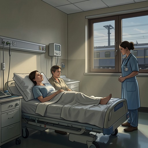 A Mother’s Repeated Heart Crises from "All My Puny Sorrows". This flow traces Lottie’s recurring heart emergencies and the family’s habit of turning hospital rooms into places of humor, food, and companionship.