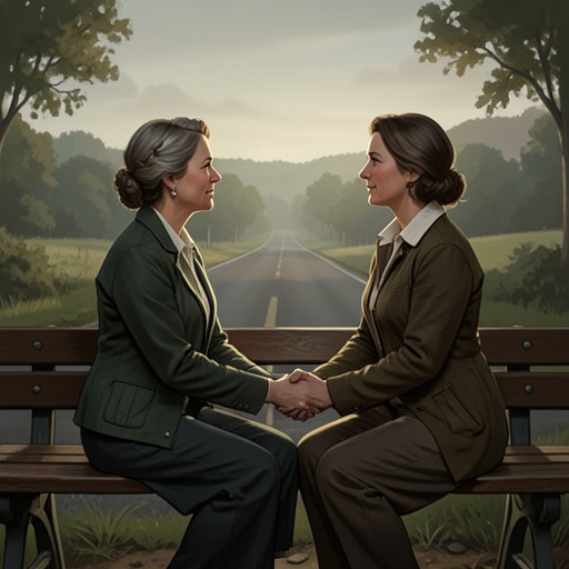 Julie and Yolandi’s Lifelong Alliance from "All My Puny Sorrows". This flow follows the friendship between Julie and Yolandi as it shifts from childhood confidences to adult companionship through grief.