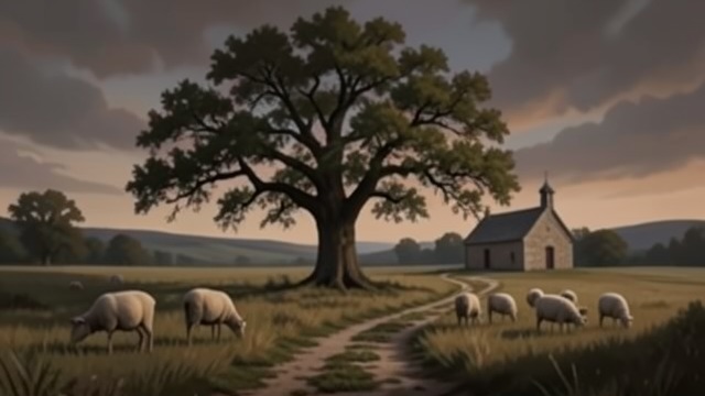 A Tree in Winter from "Shrine". An Unremarkable Landmark The field beyond the wall A solitary oak stands in the field near St.