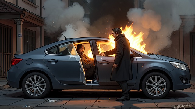 A Father Burns from "Shrine". The Limit of Rescue Fenn returns to the flames Nancy urges Fenn to help Leonard, and he approaches the burning car despite the heat.