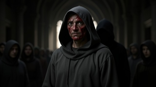 A Burned Figure Appears from "Shrine". The Dead Nun Returns A terrifying encounter Nancy sees a hooded figure with a burned face in the old church.