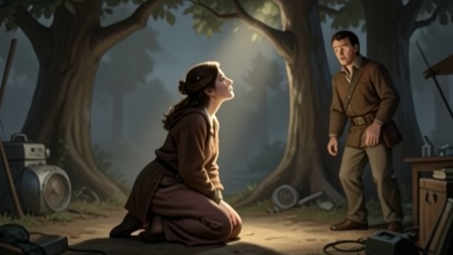 The First Vision Site from "Shrine". The Oak as Witness A private vision Alice kneels before the tree and looks toward a light that Fenn cannot see.