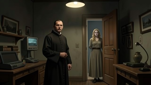 A Disturbed Awakening from "Shrine". Unease in the Presbytery A priest roused Father Andrew Hagan wakes to pounding at his door and receives Alice from Fenn.