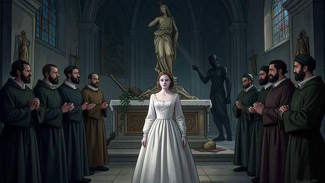 The Host Rejected from "Shrine". A Disturbing Turn A sudden collapse During Communion, Alice retches and vomits after receiving the Host.