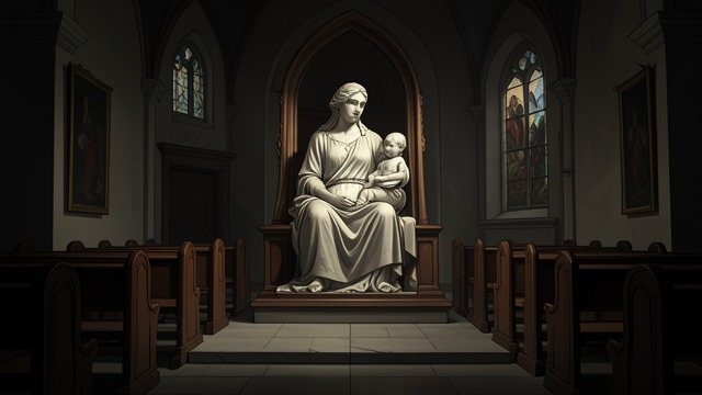 Mary in the Church from "Shrine". An Image of Comfort A familiar statue Alice spends time near the statue of Mary in St. Joseph’s.