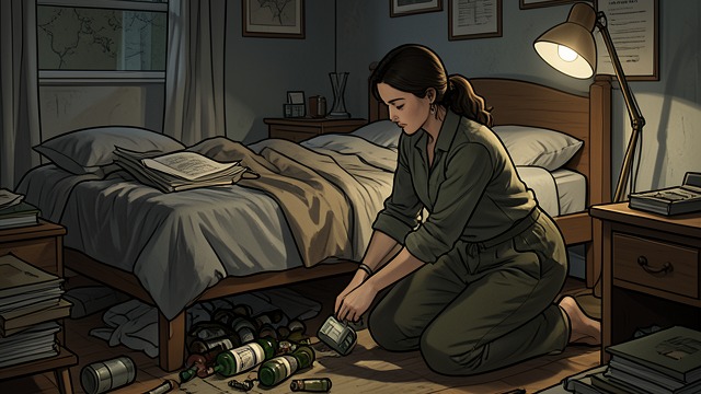 一次摔倒揭开藏酒,《越界》中的场景。一次摔倒揭开藏酒 每个房间都有迹可循 库什拉发现藏起来的杜松子酒瓶,有的在床底,有的在抽屉里,甚至还有的藏在马桶水箱中。吉娜试图掩饰酗酒的做法,已经成了这所房子的一部分。 不堪重负的女儿 库什拉打电话向埃蒙·拉弗里求助,但他忙得无暇回应。她寻求支持的过程,暴露出责任如何不成比例地落在她一个人身上。