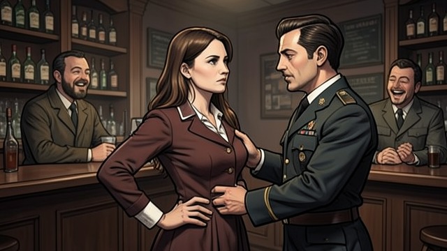 A Grope in the Bar from "Trespasses". A Grope in the Bar An unwanted touch A soldier places his hands on Cushla’s hips while she collects glasses.
