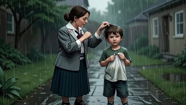 Drying the Boy’s Hair from "Trespasses". Drying the Boy’s Hair Attention without blame Cushla dries Davy’s face and hair after accidentally splashing him with rain.