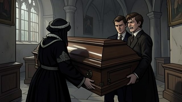 A Widow at the Funeral from "Trespasses". A Widow at the Funeral Public grief Joanna is overwhelmed as Michael’s coffin is carried from the church.