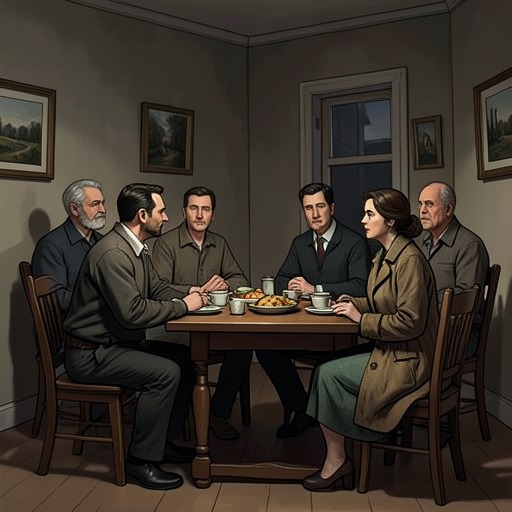 A Family Supported by Strangers from "Trespasses". Cushla, Gina and others offer the McGeowns food, shelter and attention, while class and sectarian boundaries limit what that support can accomplish.