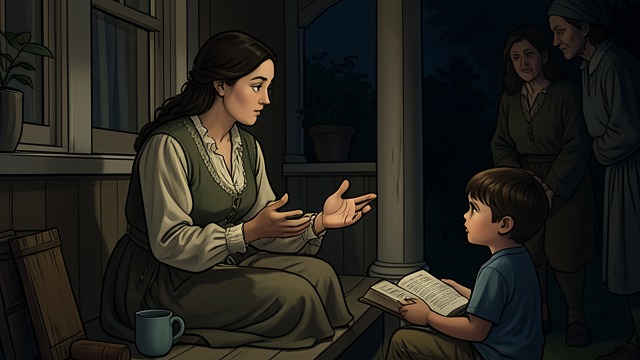A Warning for Children from "We Have Always Lived in the Castle". A Warning for Children The sisters become a tale A woman tells children that the ladies in the ruined house poison or eat children.