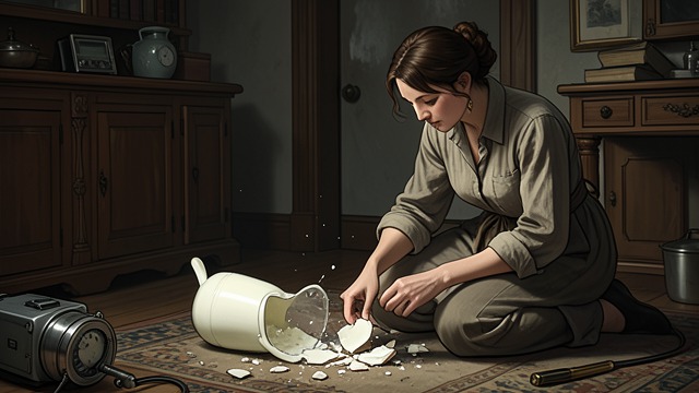 A Broken Pitcher from "We Have Always Lived in the Castle". A Broken Pitcher A disruption within routine As Helen urges Constance toward a larger life, Mary Katherine breaks the milk pitcher in the kitchen.