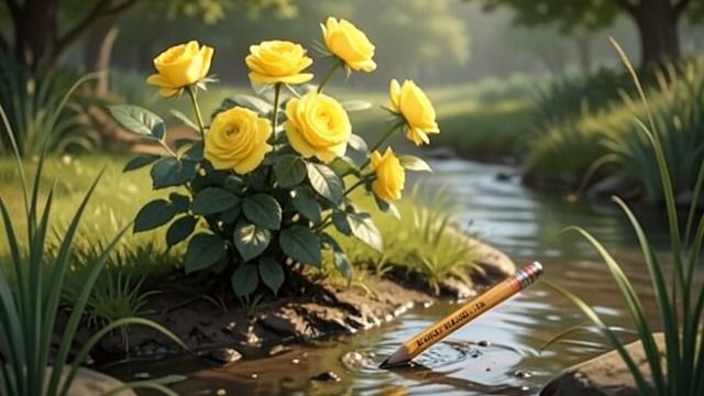 A Rose and a Pencil from "We Have Always Lived in the Castle". A Rose and a Pencil Memory given a place Constance plants a yellow rosebush where Julian used to sit in the garden.