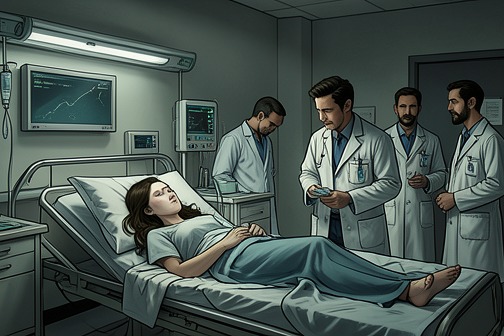 拉里·斯特赖克性侵玫瑰安·奥罗斯科,《亡灵节》中的场景。拉里·斯特赖克对罗莎安·奥罗斯科的性侵并非孤立的医疗失职事件,而是医生长期利用接受镇静的女性患者的一种惯常做法。罗莎安当时十五岁,因阑尾破裂入院治疗,原定次日出院。拉里的性侵导致她怀孕;怀孕一事被发现后,引发了一连串隐瞒与暴力,最终导致她遇害,也改变了拉里和盖尔·斯特赖克的人生。