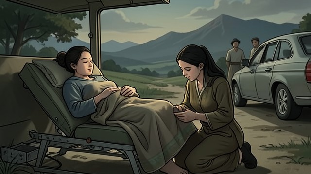德莉娅·奥蒂斯与拉妮·沃克之间不安的亲缘关系,《亡灵节》中的场景。紧急时刻的合作 临盆打断宴席 经过数小时的葬礼筹备与仪式后,德莉娅还在宴席屋里时羊水破了。她的宫缩变得过于剧烈且频繁,无法及时赶到医院,拉妮意识到她们必须立刻停下来应对。 两人的角色发生了转变,她们不再是争夺家族归属感的对手,而是共同面对突发紧急状况的人。