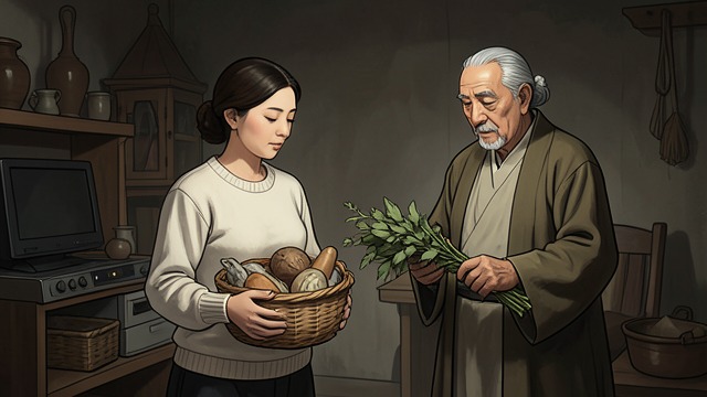 Lessons Held in the Medicine Basket from "Day of the Dead". Knowledge Entrusted to Lani Learning Through Practice Lani keeps a medicine basket containing inherited objects, including material from Rita Antone and items…