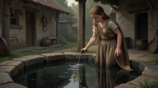 The Water’s Reflection from "Foster". The Water’s Reflection Seeing herself anew At the well, the girl watches her reflection and waits to see herself clean and dressed differently.