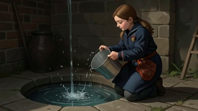 The Zinc Bucket from "Foster". The Zinc Bucket A familiar tool The girl takes the zinc bucket to fetch water as she has done before.