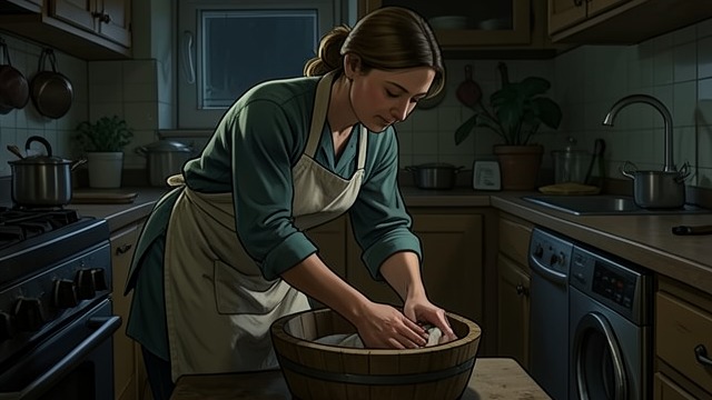 A Clean Start from "Foster". A Clean Start Patient attention Edna bathes the girl, removes dirt from her feet, washes her hair, and finds clothes.