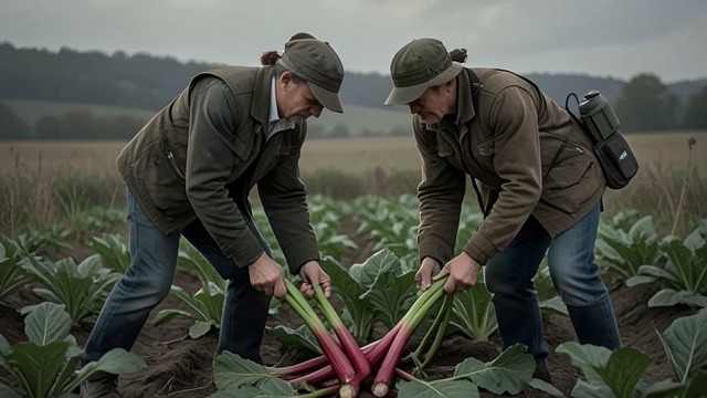 The Rhubarb Standoff from "Foster". The Rhubarb Standoff A small impasse Edna asks Dan to take rhubarb to Mary, but stalks fall and neither adult stoops to lift them. John finally picks them up.