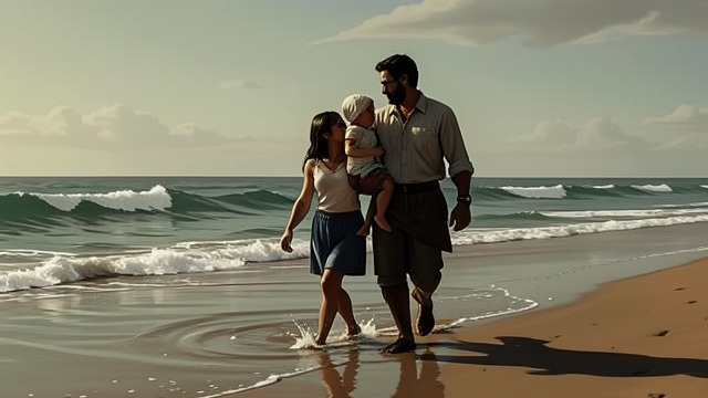 John’s Care for the Girl from "Foster". John’s Care for the Girl A walk after difficult news John takes the girl to the beach and carries her through the water.