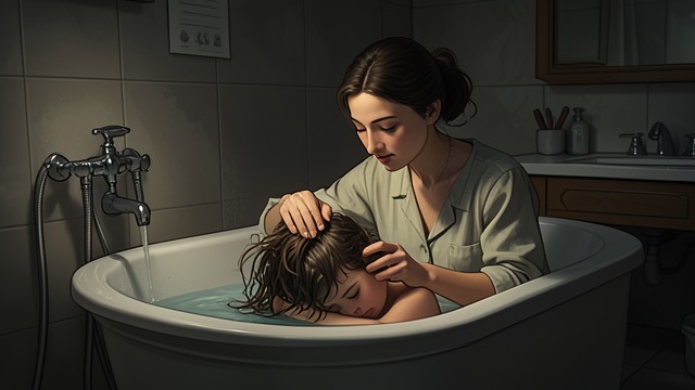 The Bath and Hairbrush from "Foster". The Bath and Hairbrush Close attention Edna bathes the girl, untangles her hair, and finds clothes that fit.
