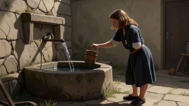 The Well’s Cool Water from "Foster". The Well’s Cool Water Refreshment and safety Edna brings the girl to the well and helps her drink.