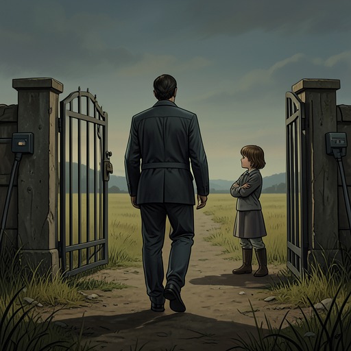 Dan’s Limited Fatherhood from "Foster". Dan’s practical, emotionally distant care leaves the girl uncertain, while his late return toward the gate offers a partial counterpoint.
