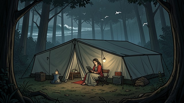 A Tent in the Dark from "The Summer Book". A Tent in the Dark Solitude becomes frightening The tent makes Sophia physically separate, but the sea and birds remain audible.