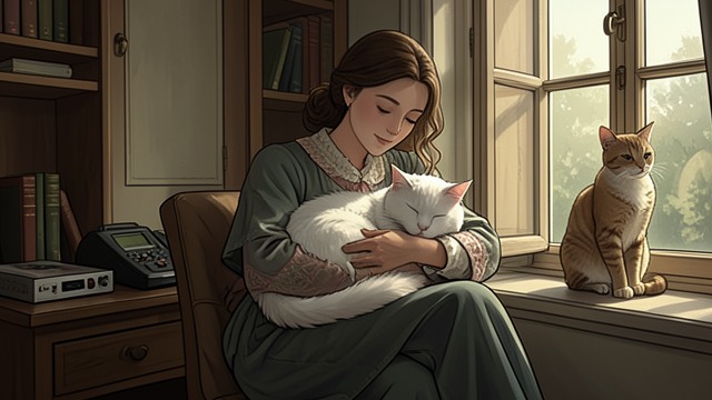 A Substitute Cat from "The Summer Book". A Substitute Cat An easy affection Sophia welcomes a large, gentle white cat who purrs and sleeps in her arms.
