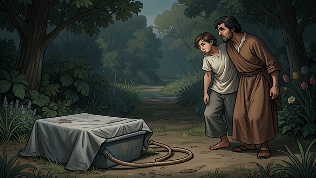 The Pump Stops from "The Summer Book". The Pump Stops The system fails The pump makes a dreadful sound and the hose falls slack.