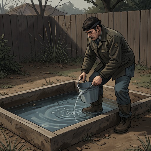 The Water Rescue from "The Summer Book". This subplot follows the garden's water shortage from hopeful cultivation to an improvised, risky rescue.