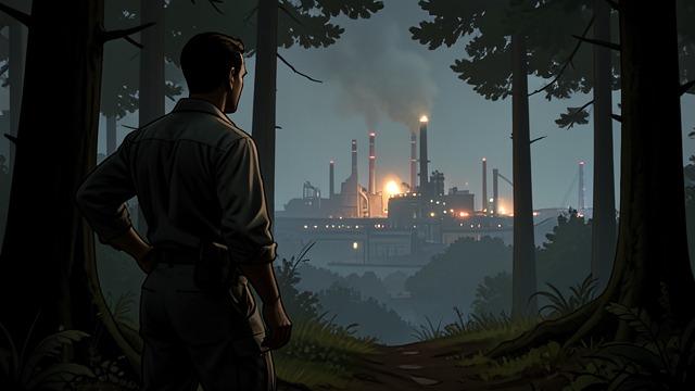 The Lights Beyond the Wood from "Lady Chatterley's Lover". The Lights Beyond the Wood A fragile privacy After Connie leaves the hut, Mellors sees the industrial lights and hears the machinery surrounding the wood.