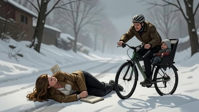 The Collision from "Never Kiss a Man in a Christmas Jumper". The Crash on the Road Two bicycles converge On her first day off in weeks, Maggie rides through snowy Oxford carrying a precious book she has bought for Ellen.