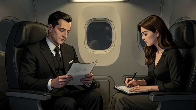 Conversation on the Plane from "The Silence". A Shared Occupation Talk and Writing Jim reads out flight data while Tessa writes in her notebook and answers him.