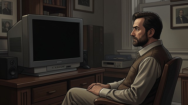 The Blank Screen Endures from "The Silence". Waiting for a Return A Persistent Object After people have eaten, spoken, and grown tired, Max continues to look at the television.