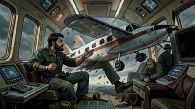 Turbulence and Silence from "The Silence". The Screen Goes Blank Physical Distress The plane begins to bounce violently, the cabin fills with noise, and Jim stops narrating the flight indicators.