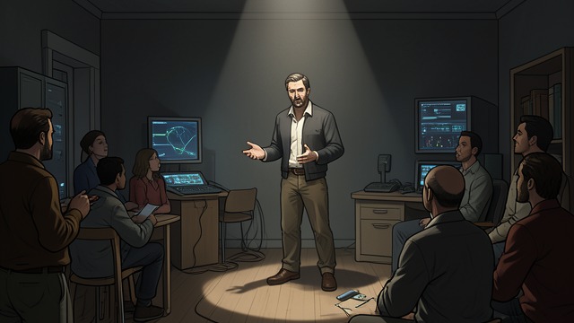 Max Recreates the Broadcast from "The Silence". Commentary from Memory A Voice in Place of Television Max narrates an imagined game with calls, analysis, and commercial phrases.