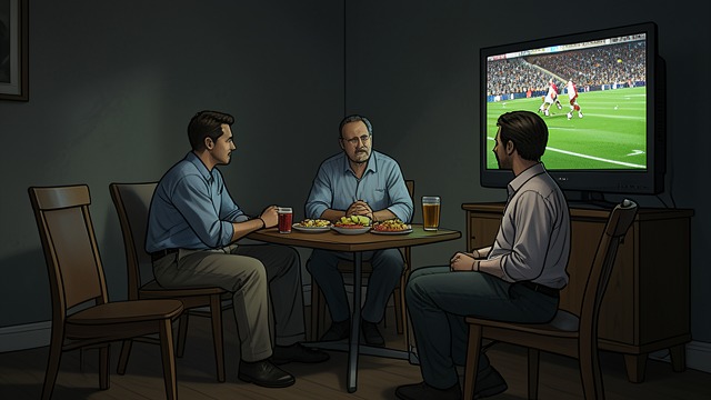 The Scheduled Gathering from "The Silence". Familiar Guests A Small Society Diane Lucas, Max Stenner, and Martin Dekker wait for the Super Bowl.