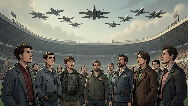 The Flyover Ritual from "The Silence". Jets Above the Stadium Familiar Spectacle The Air Force Thunderbirds pass over the Super Bowl as part of a familiar national ritual.