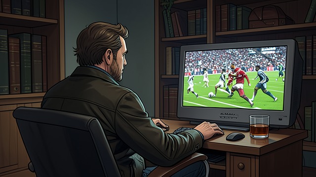 A Man Attached to His Chair from "The Silence". Watching as a Way of Life Sedentary Habit Max is accustomed to sitting and following football, his reactions visible in his face and restless hand.