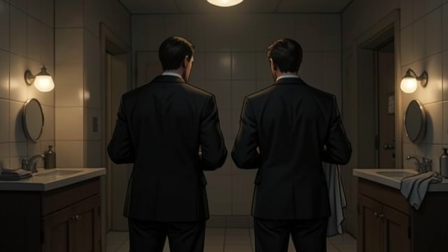A Private Moment at the Clinic from "The Silence". Intimacy Amid Disruption Leaving the Queue Jim and Tessa leave the clinic line and find a vacant toilet.