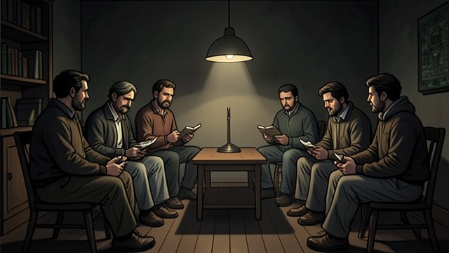 Exhaustion Replaces Alarm from "The Silence". Staying in the Room Fatigue and Speech The characters take turns recounting private experiences as they grow tired.