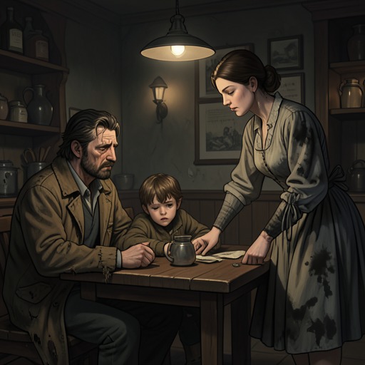 The Marmeladov Household from "Crime and Punishment". The Marmeladov family’s poverty, fragile hopes, and repeated crises reveal how each member bears the burden of destitution differently.