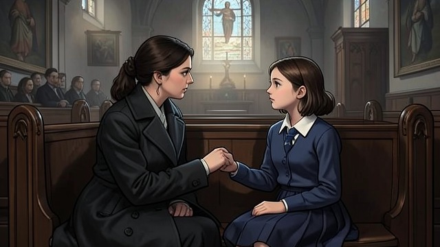Christmas in the Same Pew from "Queenie". Christmas in the Same Pew An Awkward Reunion At midnight Mass, Sylvie arrives late and sits beside Queenie.
