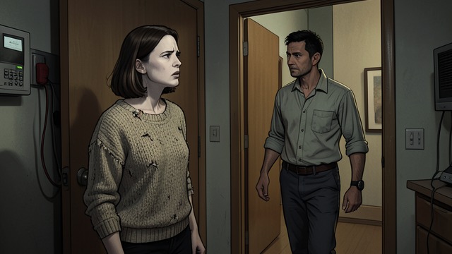 The Discovery at Home from "Queenie". The Discovery at Home Recognition in the Hallway Cassandra comes to Queenie’s house and discovers Guy there, emerging from Queenie’s bedroom.