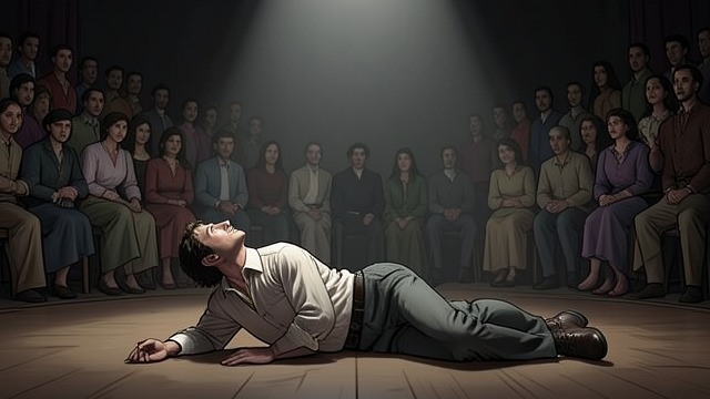 都柏林之梦,《世界尽头》中的场景。一个真实的演出场地 私人仪式 都柏林首场演出开始前,谢伊·马洛尼走上陌生的舞台,躺下来想象观众陆续入场的情景。这个场地承载着他一直想要登台演出的亲密音乐空间。 野心伴随着恐惧 即使拥有忠实的乐迷,演出门票也已售罄,他仍担心乐队可能会失败。他的舞台自信是在焦虑相伴之下建立起来的,而非建立在毫无焦虑的状态中。