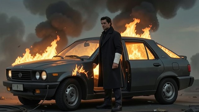 The M1 Collision from "The Edge of the World". A Sudden Rupture The crash An Uber carrying Ollie back toward London from Oxford flips on the M1 motorway and catches fire.